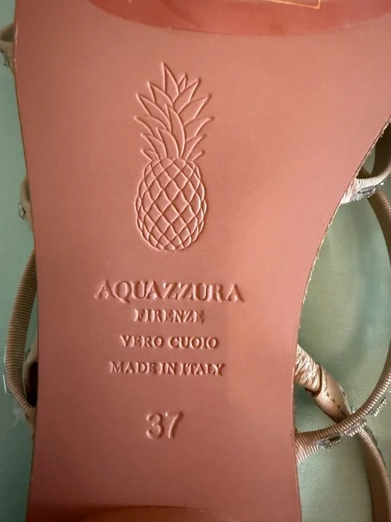 Aquazzura Tan Crystal-Strap Square Toe Flat Sandals - Picture 6 of 10